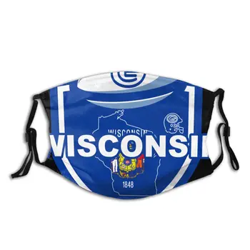 

protective mask with filter Wisconsin Map Football Team Logo anti dust PM2.5 reuse adult teen child girl