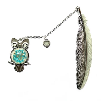 

Metal Bookmark Feather Crown Luminous Feather Owl Bookmark Glow In The Dark Label Read Maker Book Accessories