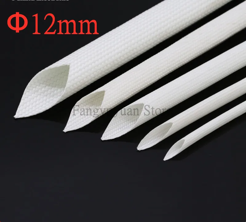 

Î¦12mm Fiberglass Cable Sleeve Insulation Soft Braided Chemical Fiber Glass Tube High Temperature Pipe Wire Wrap Protector 1M