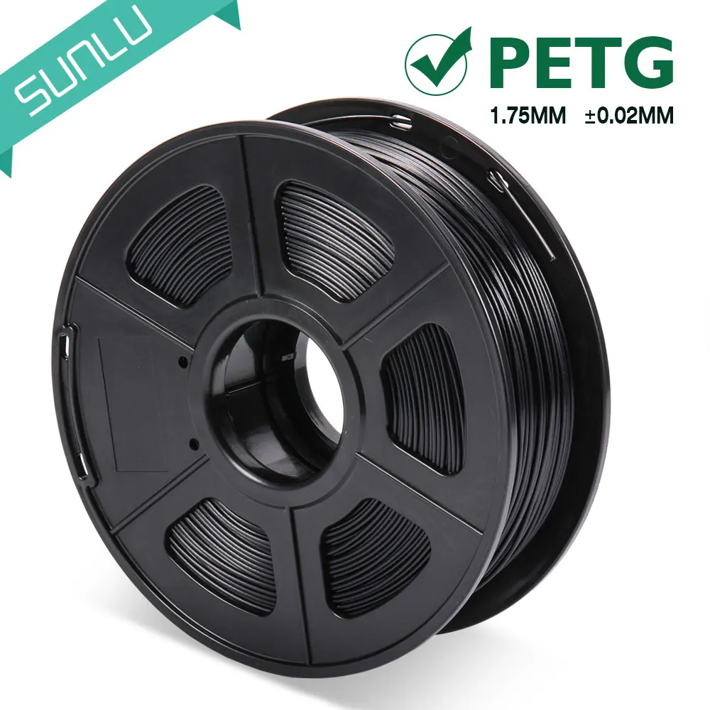 Black PETG нити 3d принтер 1,75 мм1кг с катушкой без пузырьков PETG 3D нити RoHS Reach сертификат допуска+/-0,02 14 цветов - Цвет: Black