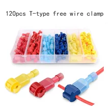 

120 pcs 240 pcs T type free wire break-free main line branch terminal clamp connector quick terminal combination boxed