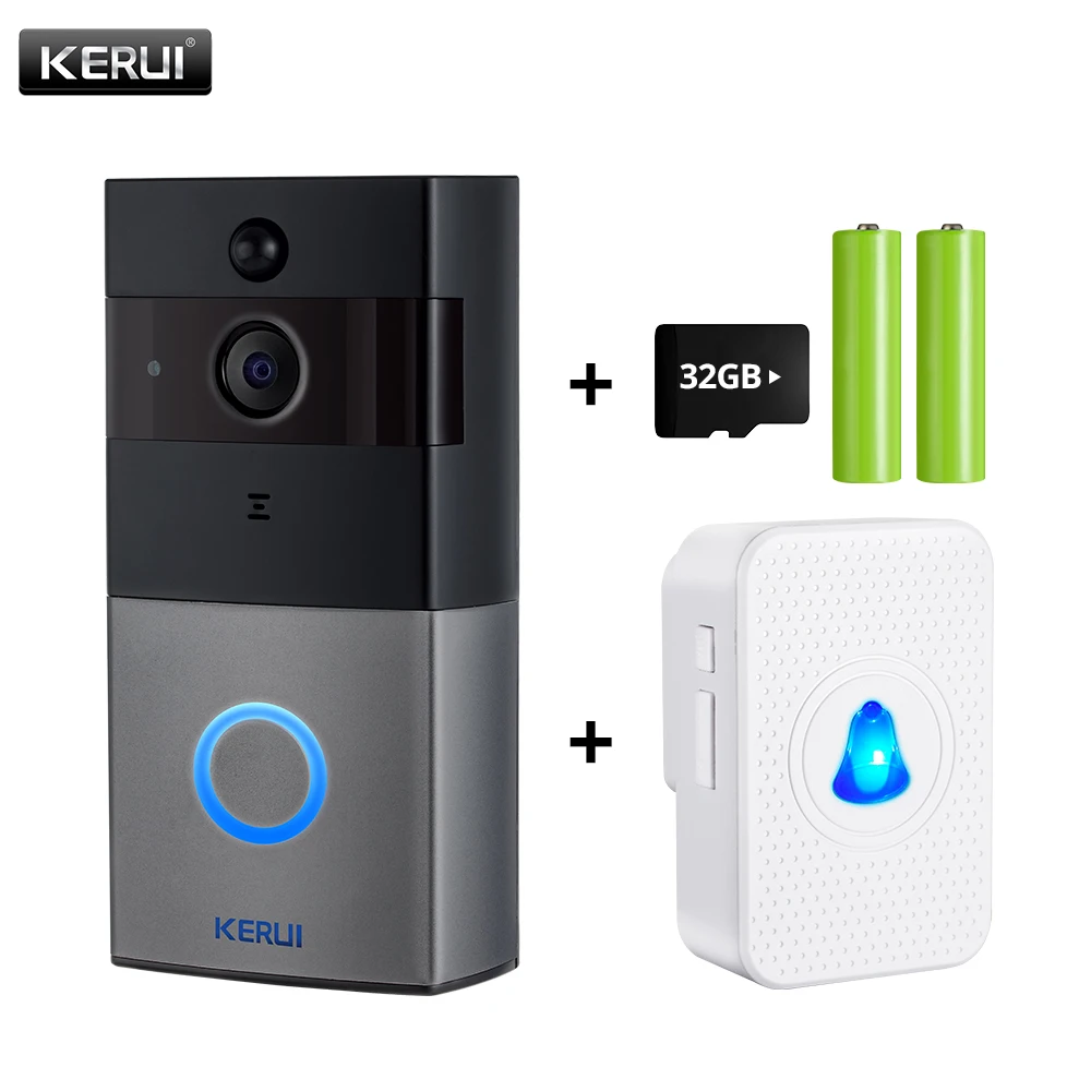 Kit4 KERUI Tuya Smart Life беспроводной WiFi видеодомофон дверной звонок 2MP 1080P телефонный звонок Дверной звонок Домашняя безопасность камера ночного видения - Цвет: Kit4