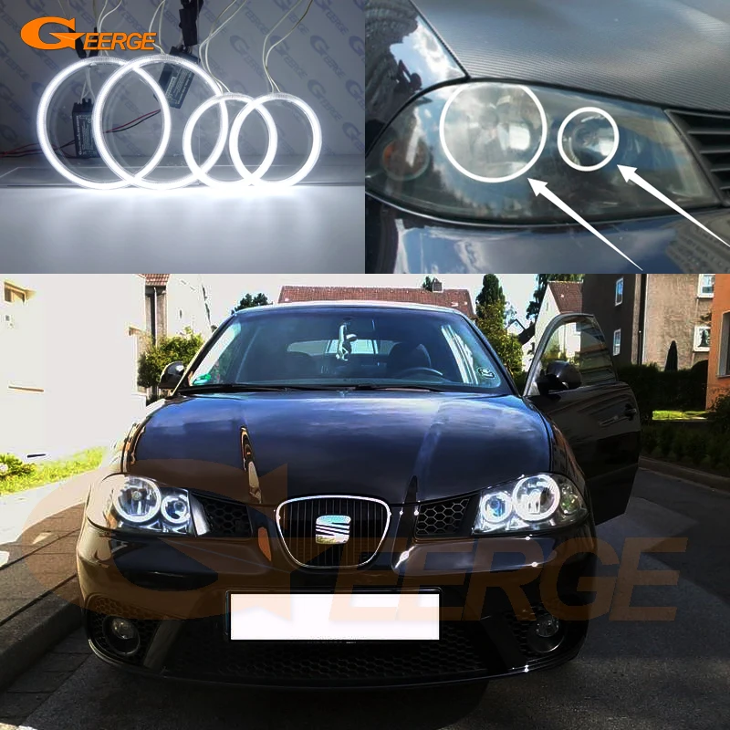 

For SEAT IBIZA 6L CORDOBA facelift 2006 2007 2008 Excellent Ultra bright CCFL Angel Eyes DRL Halo Ring