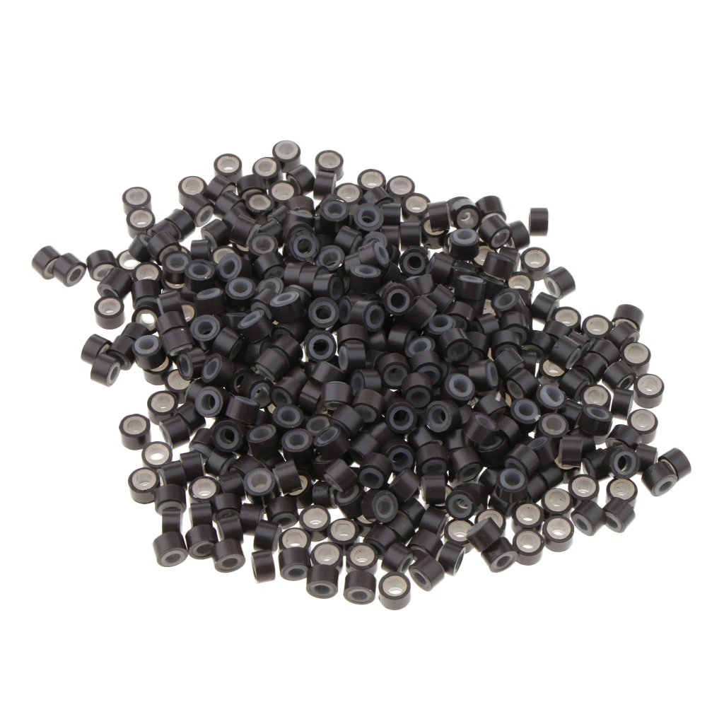 500pcs Silicone Micro Beads Rings Links for Hair Extensions Wig Sew Weaving Links Rings Beads Hair Feather Extensions