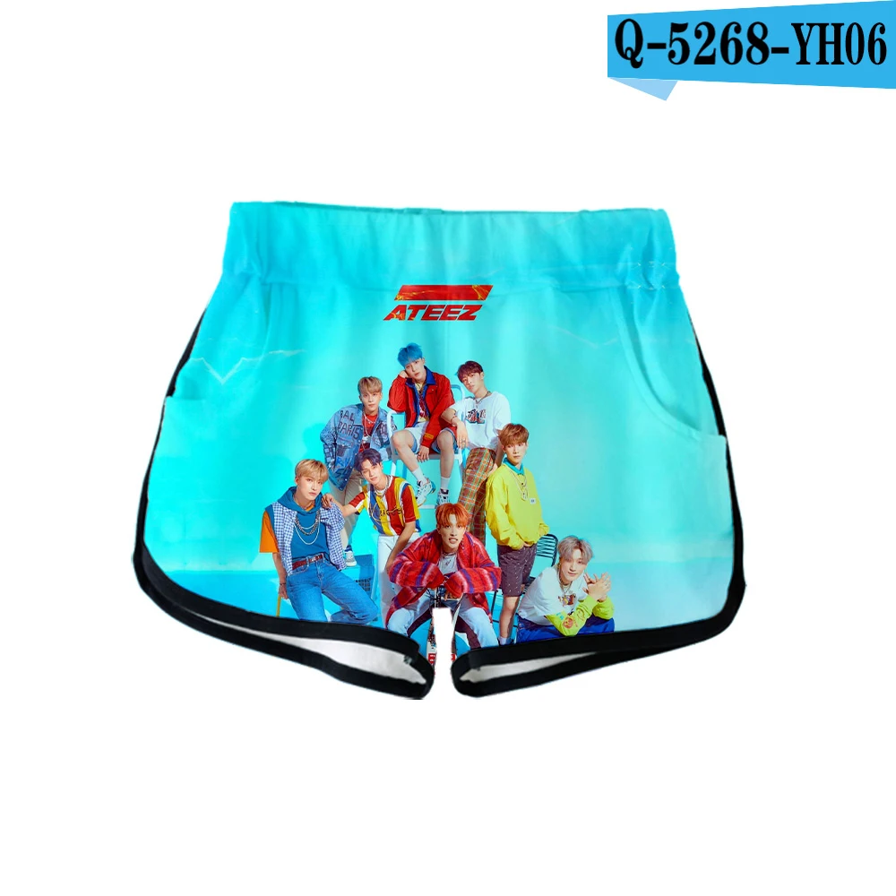 ATEEZ 3D модные повседневные шорты Популярные шорты с эластичной резинкой на талии женские хлопковые 3D эксклюзивные хип хоп горячие летние шорты s-xl - Цвет: 2