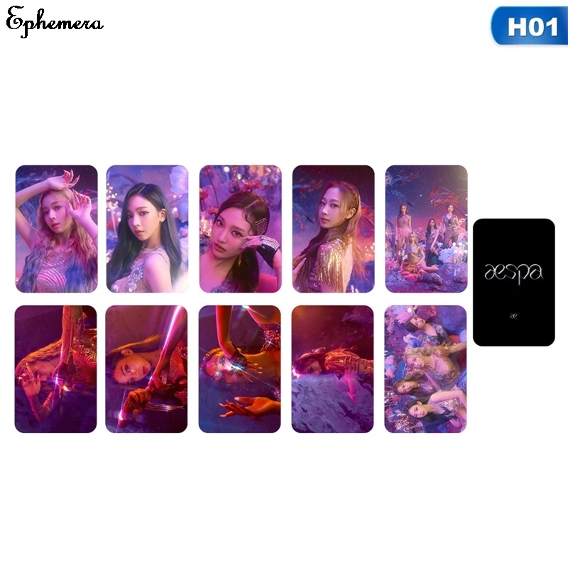 10 unids/set Kpop AESPA Photocard Etiqueta de tarjeta de crédito de fotografía colectiva tarjetas