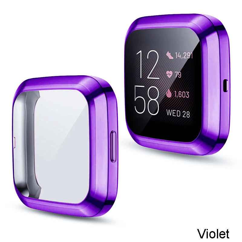 10 цветов полное покрытие для Fitbit Versa 2 защитный чехол для экрана Защитная крышка для Fitbit Versa 2 Аксессуары для часов - Цвет: Violet