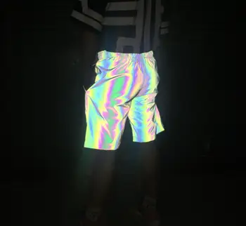 

New Dazzle Color Reflective Shorts for Men and Women Street Hip-hop Dance Colorful Baggy Shorts Outdoor Leisure Sports