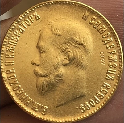 

24-K Gold plated 1898-1911 russia 10 Roubles gold Coin copy