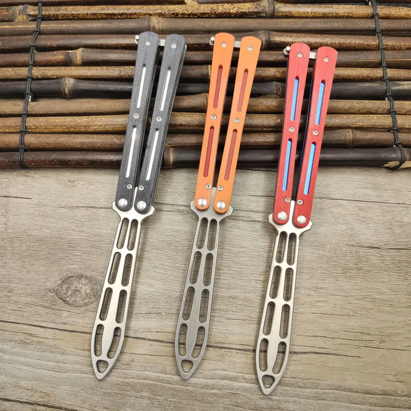 G10 игровой складной нож с ручкой, Бабочка, складной нож с бабочкой, тупой инструмент, шарикоподшипник, 9 отверстий, светильник, нож для тренировки веса