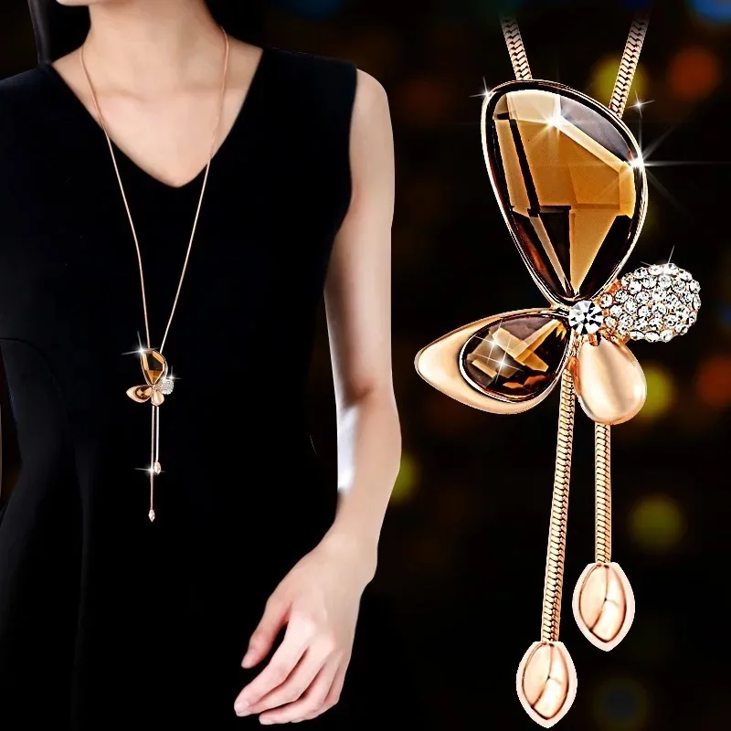 Длинные ожерелья для женщин Collier Femme модные ожерелья с искусственным жемчугом и кулонами свитер цепь воротник ювелирные изделия Mujer