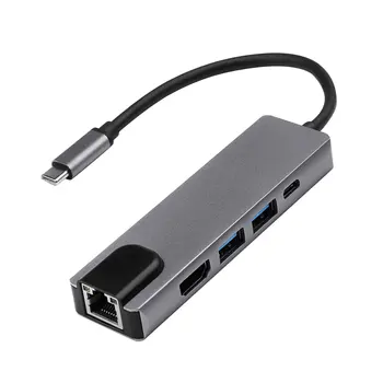 

USB Type C Hub Adapter Dock with 4K HDMI PD RJ45 Ethernet Lan Charge Multifuctional Card Reader Dual Type C Bundle 1 Polybag
