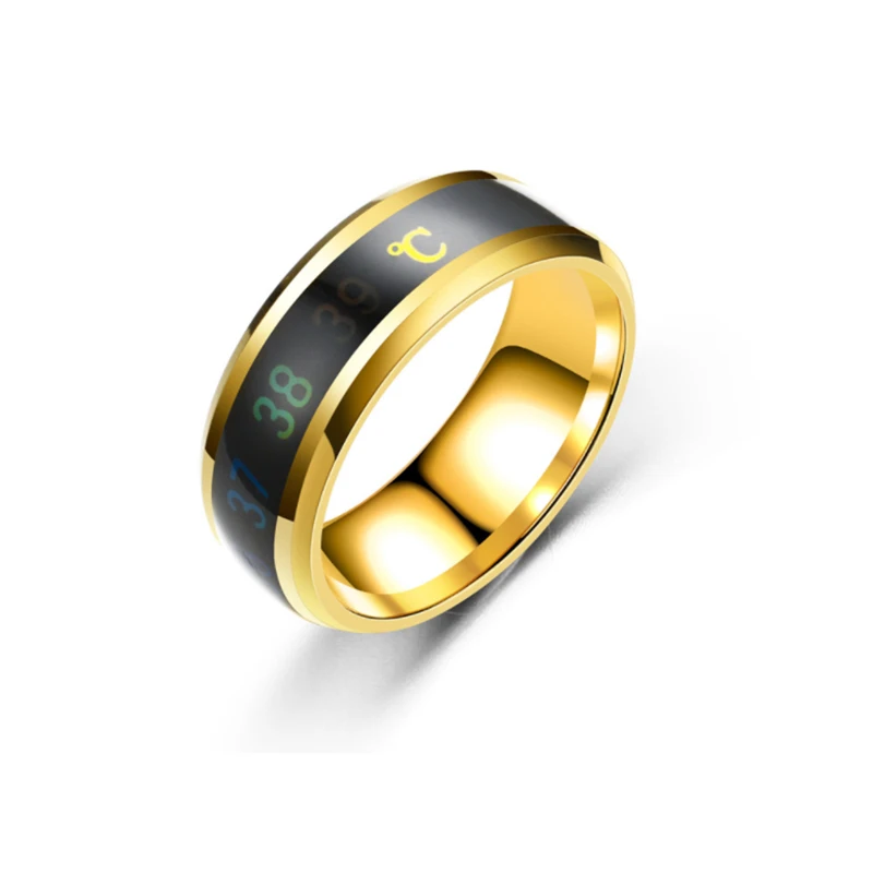 Температурный монитор умные кольца Многофункциональный водонепроницаемый цифровой термометр датчик температуры тела умные кольца унисекс - Цвет основного камня: Golden Ring