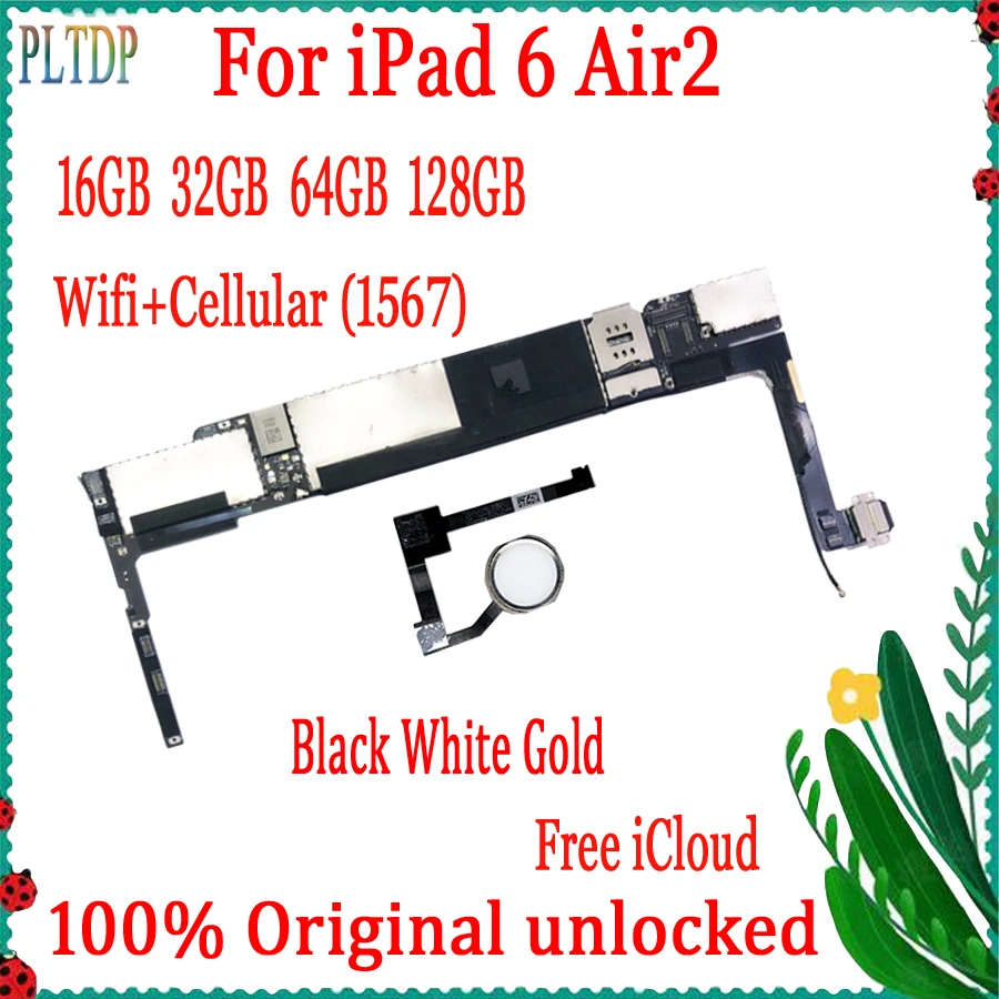 A1567 Motherboard For Ipad 6 Air 2 Wifi Cellular Logic Board Original Unlock With No Touch Id 16gb 32gb 64g With Ios 100 Tested Mobile Phone Antenna Aliexpress
