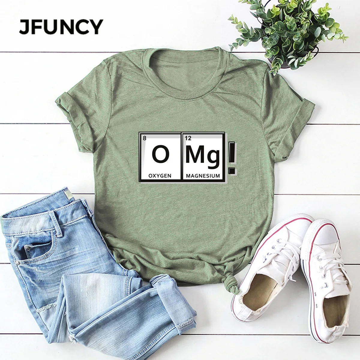 

JFUNCY OMG Fun Chemistry Element Periodic Table Graphic Oversize Woman Tee Tops Summer Women Cotton Shirts Female T-shirt 2020