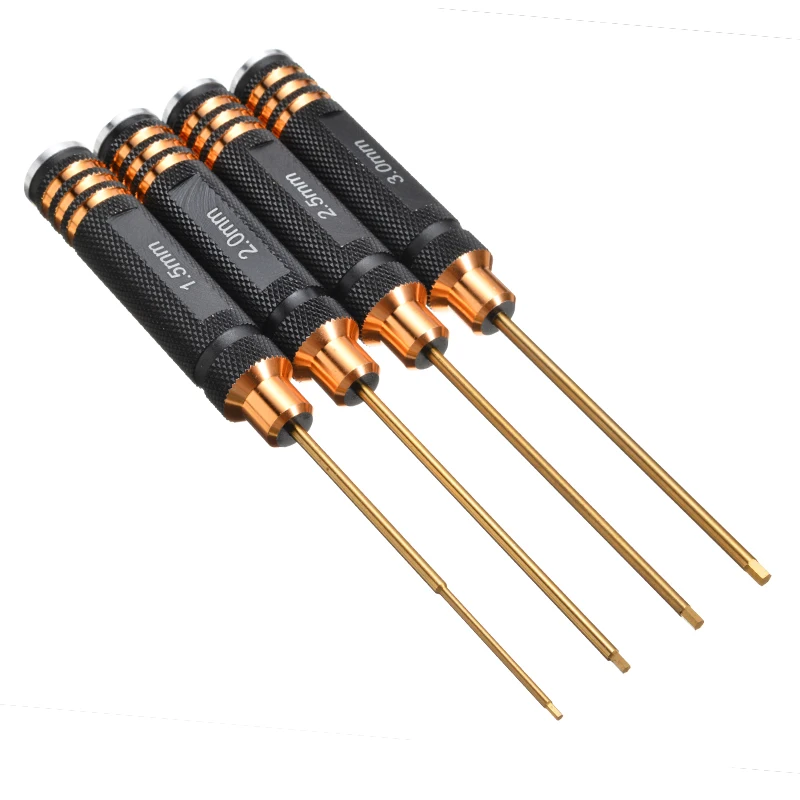 

For Rc Helicopter Rc Toys Tools 4 pcs Hex Screw Driver Set Titanium Plating Hardened 1.5 2.0 2.5 3.0mm Screwdriver Mayitr