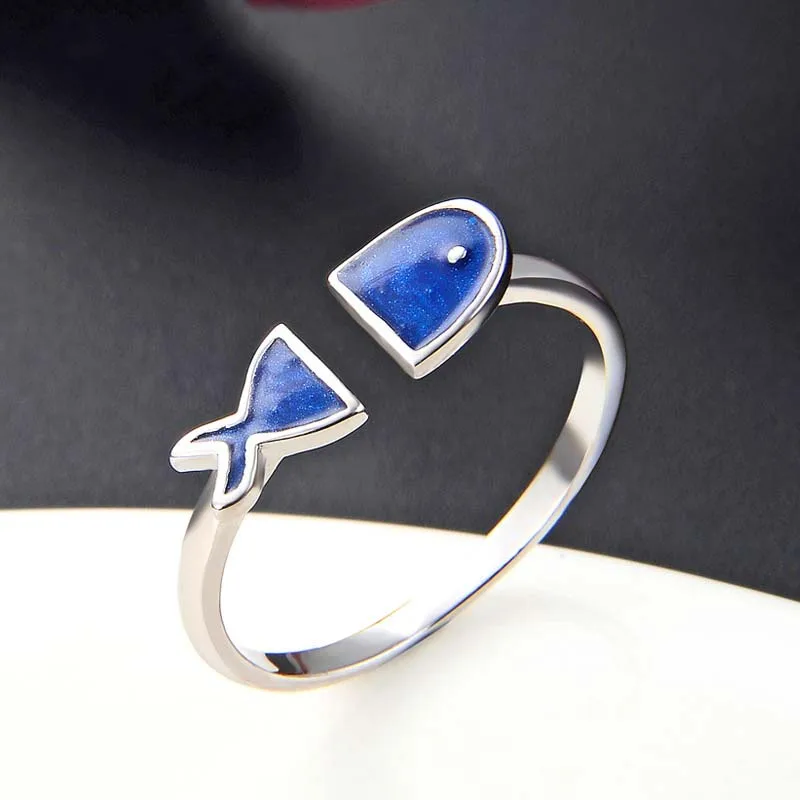 Bague Ringen кольцо S925, ювелирные изделия для женщин, Стерлинговое серебро 925, корейский стиль, легко сочетающееся, модное ретро кольцо с рыбками, студенческое кольцо для свиданий, подарок