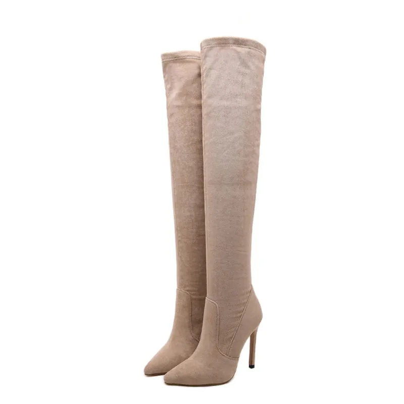 Fashion Stretch women's high boot elastic high heel long boots Female Over the knee thin heels women's shoe