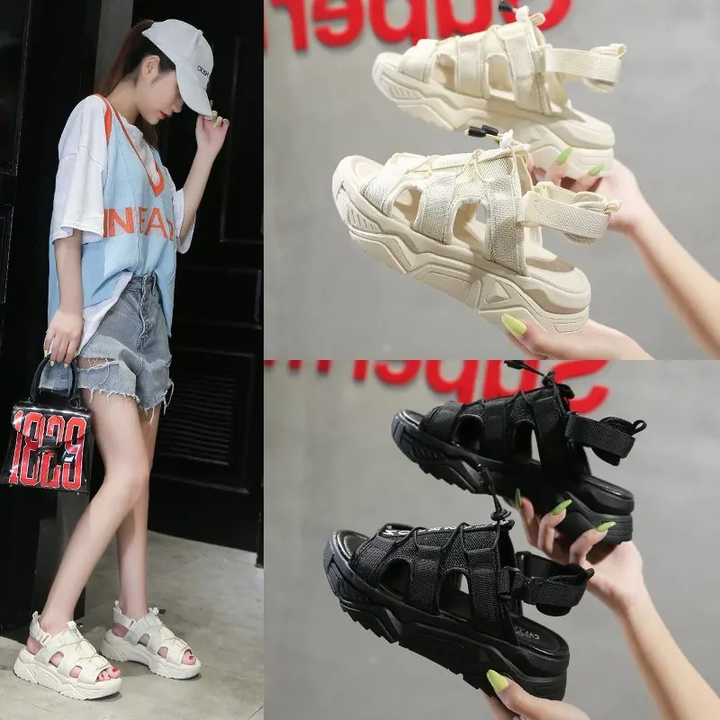 

Sports sandals female 2020 summer new fashion wild casual sandals thick bottom increased Roman sandals tide Z992