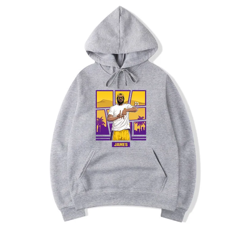 Мужские толстовки с капюшоном LeBron James 23 King, толстовки с капюшоном в Лос-анжелесском стиле на шнуровке для фанатов LA, подарок на осень и зиму