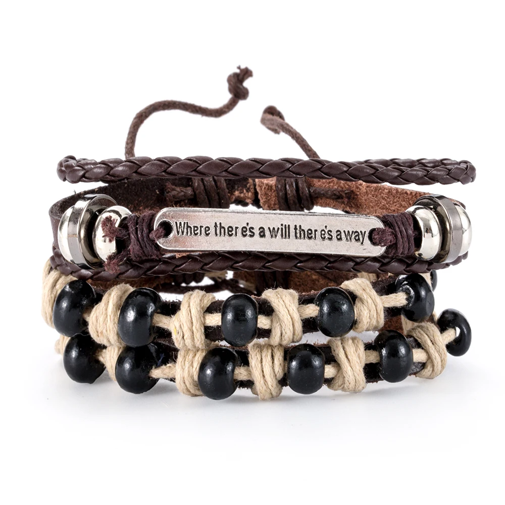 Retro Multi-layer Leather Bracelets Man Wooden Beads Bracelet Handmade Owl Anchor Infinty Charm Bracelet Wrap Jewel Bracelet Jewelry
