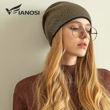 VIANOSI/Модная зимняя вязаная шапка для женщин; шлепки для девочек; Лыжная Шапочка; брендовые шерстяные шапки; Gorras Mujer