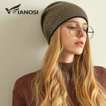 VIANOSI moda invierno sombrero de punto para las mujeres sombrero de lana para niñas de la marca sombreros Gorras Mujer