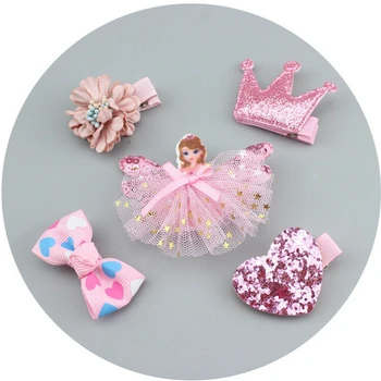 

5pcs Cartoon Barrettes Kids Baby Kids Girl Children Toddler Flowers Hair Barrette Accessories Hairpin For Girls Gift