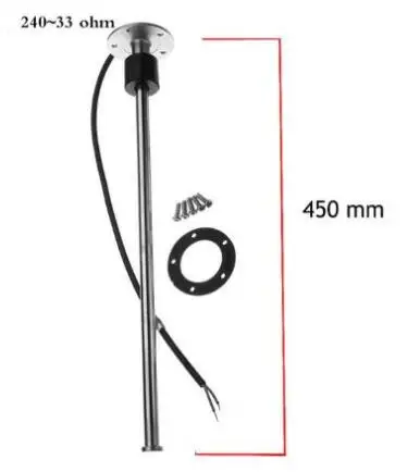 450mm Тип 52 мм автоматический датчик уровня топлива 0-190ohm измеритель уровня топлива 240-33ohm 9-32vdc морской датчик уровня отправителя - Цвет: 450mm