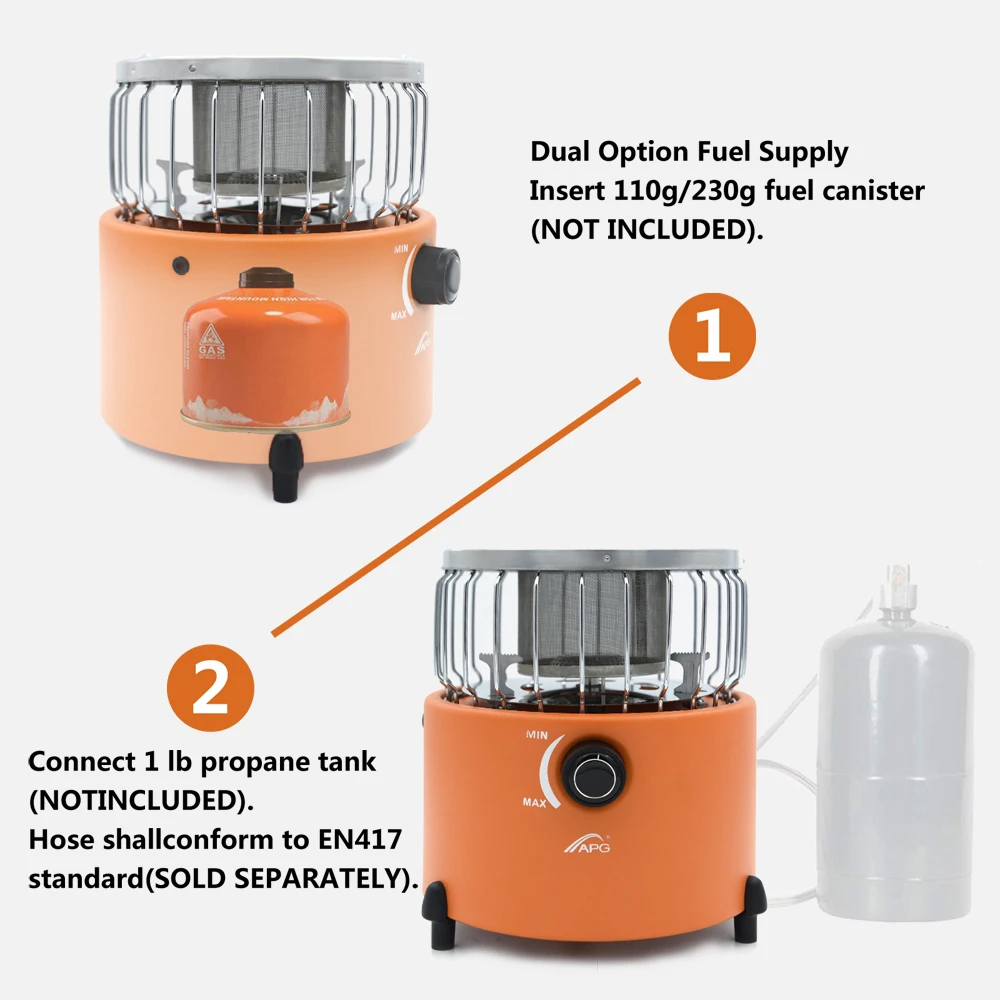 APG Portable 2 In 1 Camping Stove Gas Heater 6