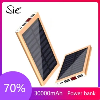 

Solar Power Bank 30000mah External Battery 2 USB LED Powerbank Portable Mobile phone Solar Charger for Xiaomi iphone huawie