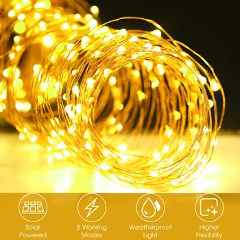 

Led Solar Copper Wire Lamp Outdoor Solar Fairy Lights 5M 10M 20M Kerst String Light For Wedding Garden Solar String Light