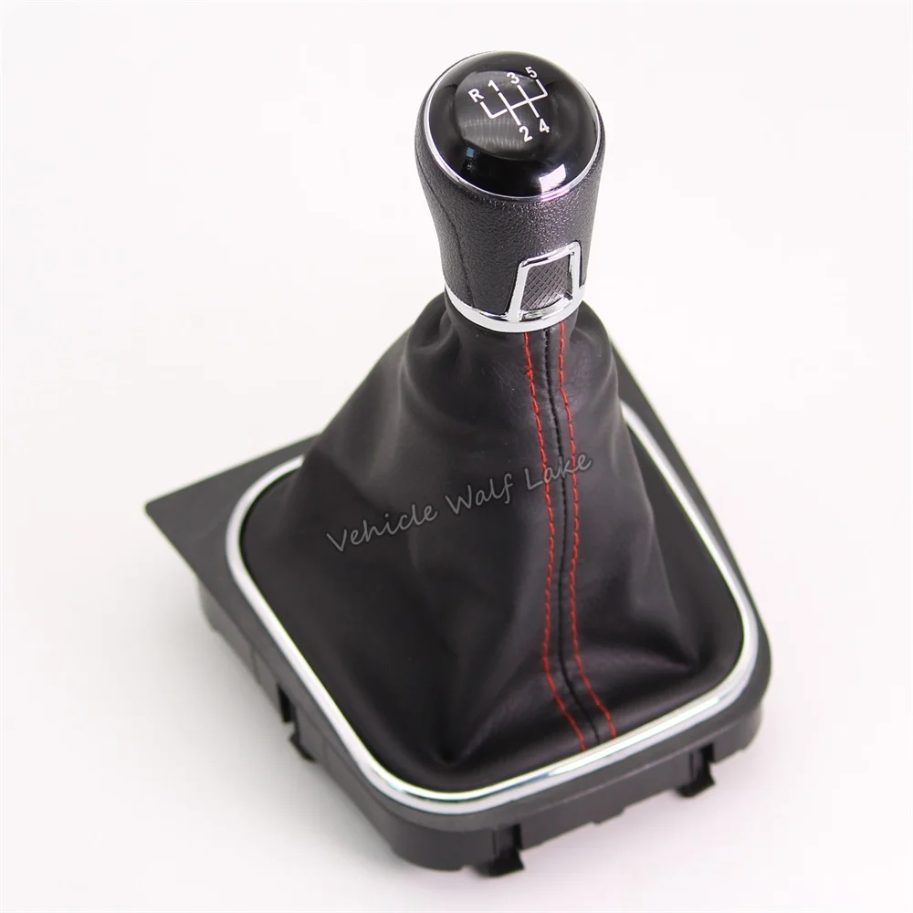MT Gear Shift Knob for Volkswagen VW Golf 5 6 Golf5 Golf6 Gearshift Shifter Lever Stick Leather Gaitor Boot Base Frame Arm Pen