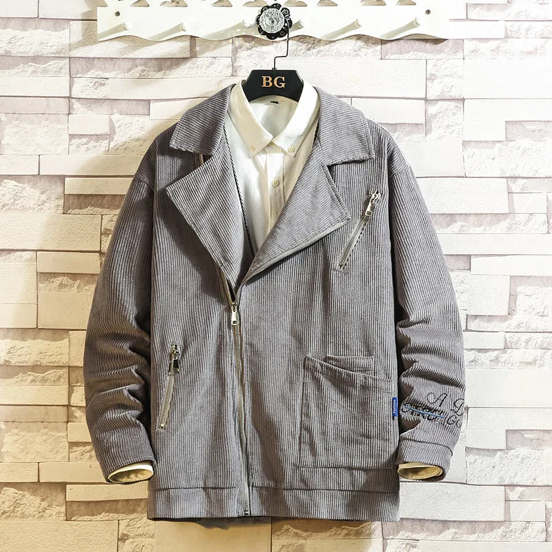 

Winter Corduroy Jacket Men Warm Fashion Retro Solid Color Casual Cotton Jacket Man Streetwear Hip Hop Loose Bomber Jacket M-6XL