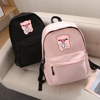 

APP BLOG Cute Cartoon Pig Design Women's Men Backpacks Large Capacity Student Girl Boy School Bag Waterproof Outdoor Travel Bags