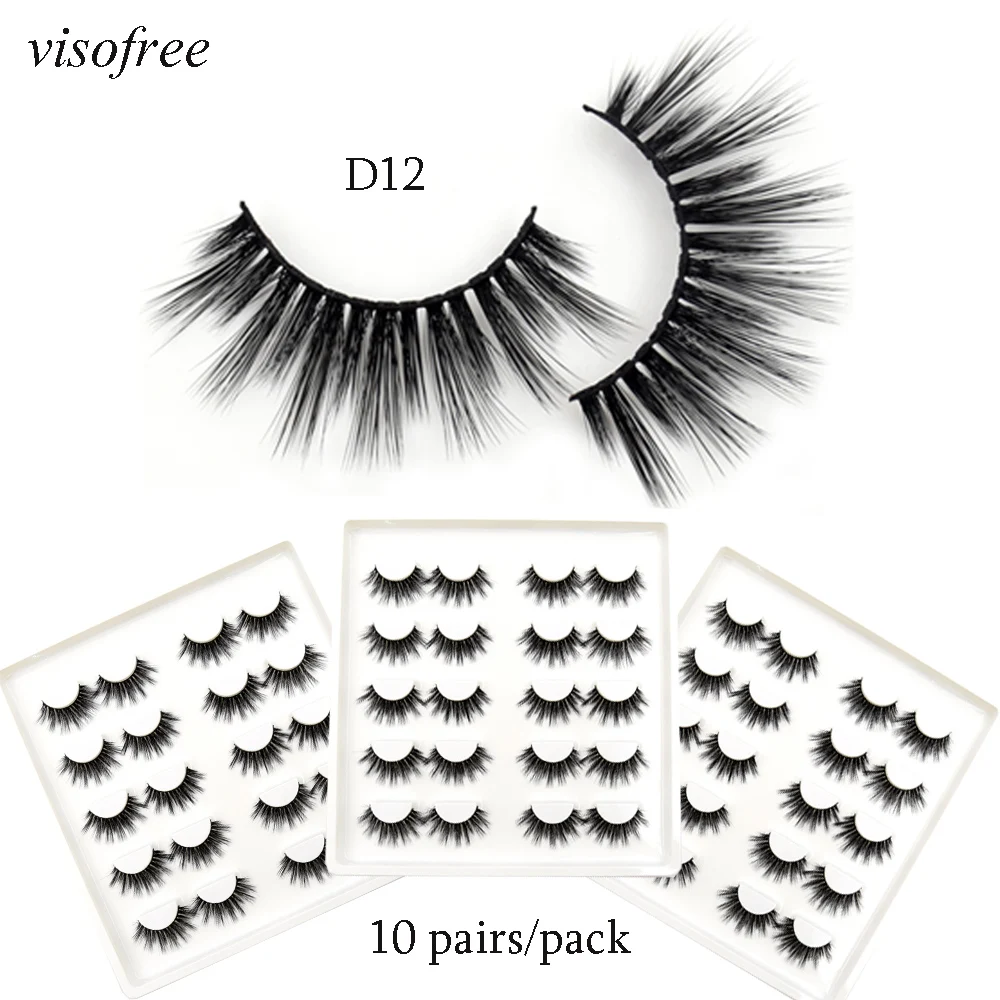 

Visofree 10pairs/pack 3D Mink Lashes Thick Full Strip Eyelashes Cruelty Free Faux Mink Eye Lashes Makeup Tools Wholesale Eyelash