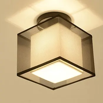 

Traditional Chinese Led Ceiling Light Lamp Hallway Bedroom Living Room Hotel Decorative Lights Fabric Lampshade Ceiling Lamp