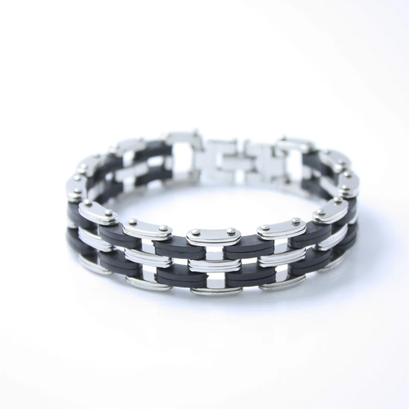 

New Jewelry Metal Stainless Steel Biker Men's Motorcycle Chain Punk Rock Male Bracelet Color Black/Silver Gift