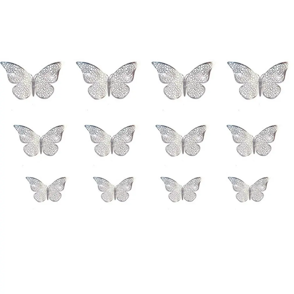 Three-dimensional Stickers Butterfly Wall Stickers Metal Texture Hollow Stickers Home Decoration