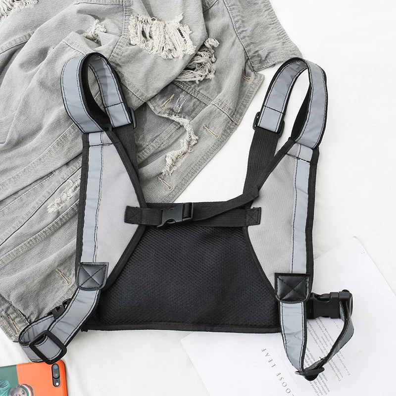 Женская дышащая черная и серая нейлоновая сумка-жилет для телефона, Мужская маленькая тактическая сумка, Женская Мужская Уличная тактическая нагрудная сумка 121