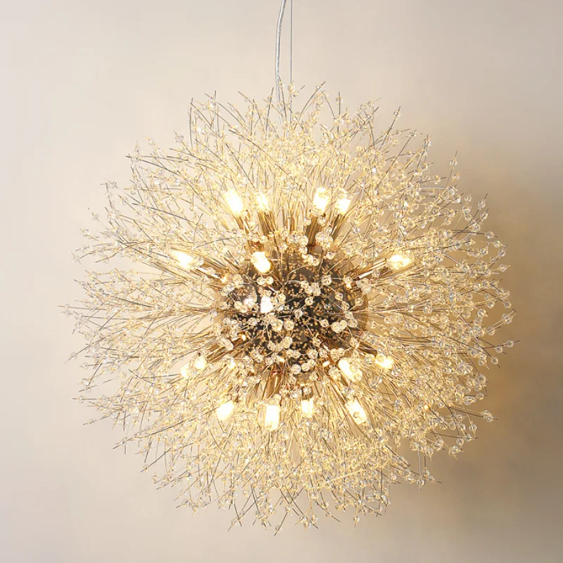 LuKLoy Loft LED Pendant Lamp Hang Light Post Modern Chandelier Dandelion Crystal Bedroom Shop Lighting Fixture | Освещение
