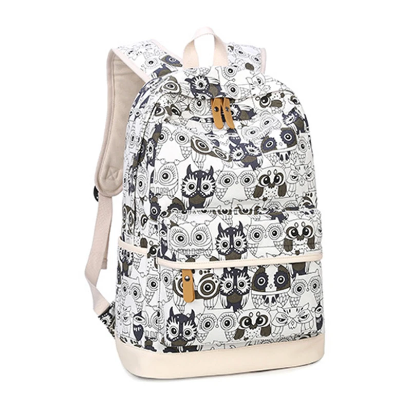 Женский холщовый рюкзак с принтом в виде совы школьные ранцы для книг девочек