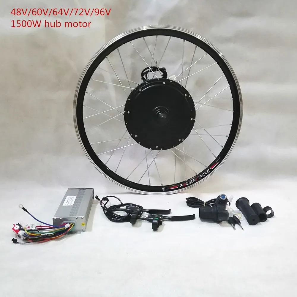 

48V/60V/72V/84V/96V 1500W ebike Hub Motor Electric Bike Conversion Kit For 26" Rear Wheel With Digital Display Throttle