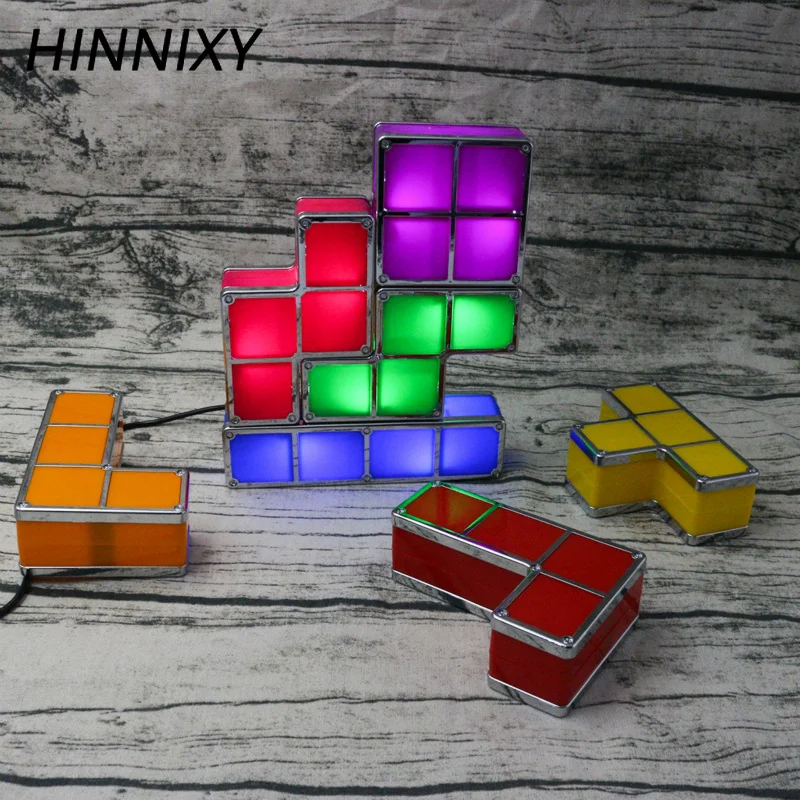 Hinnixy новинка тетрис головоломки огни штабелируемые LED ребенок прикроватный декор