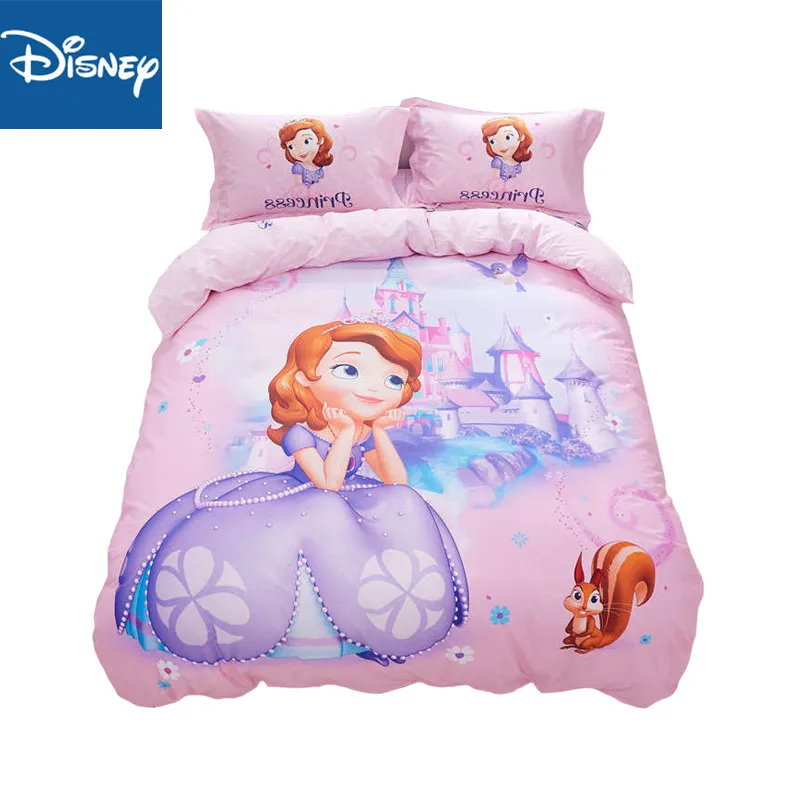 Одеяло DisneyPrincess Sophia queen, комплекты постельного белья для девочек, декор в спальню, хлопок, простыня, набор пододеяльников, 4 шт