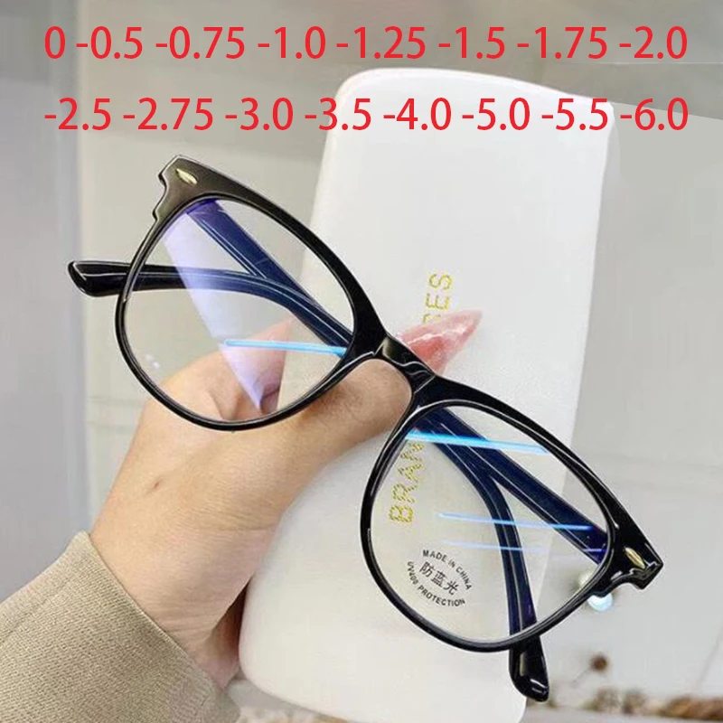 

-1.0 -1.5 -2.0 -2.5-3.0 To -6.0 Transparent Finished Myopia Glasses Men Women Black Eyeglasses Prescription Shortsighted Eyewear