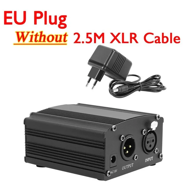 Bm 800 Студийный микрофон Phantom power XLR аудио кабель для bm800 конденсаторный караоке микрофон Mikrofon Phantom power XLR кабель - Цвет: EU Plug Without XLR
