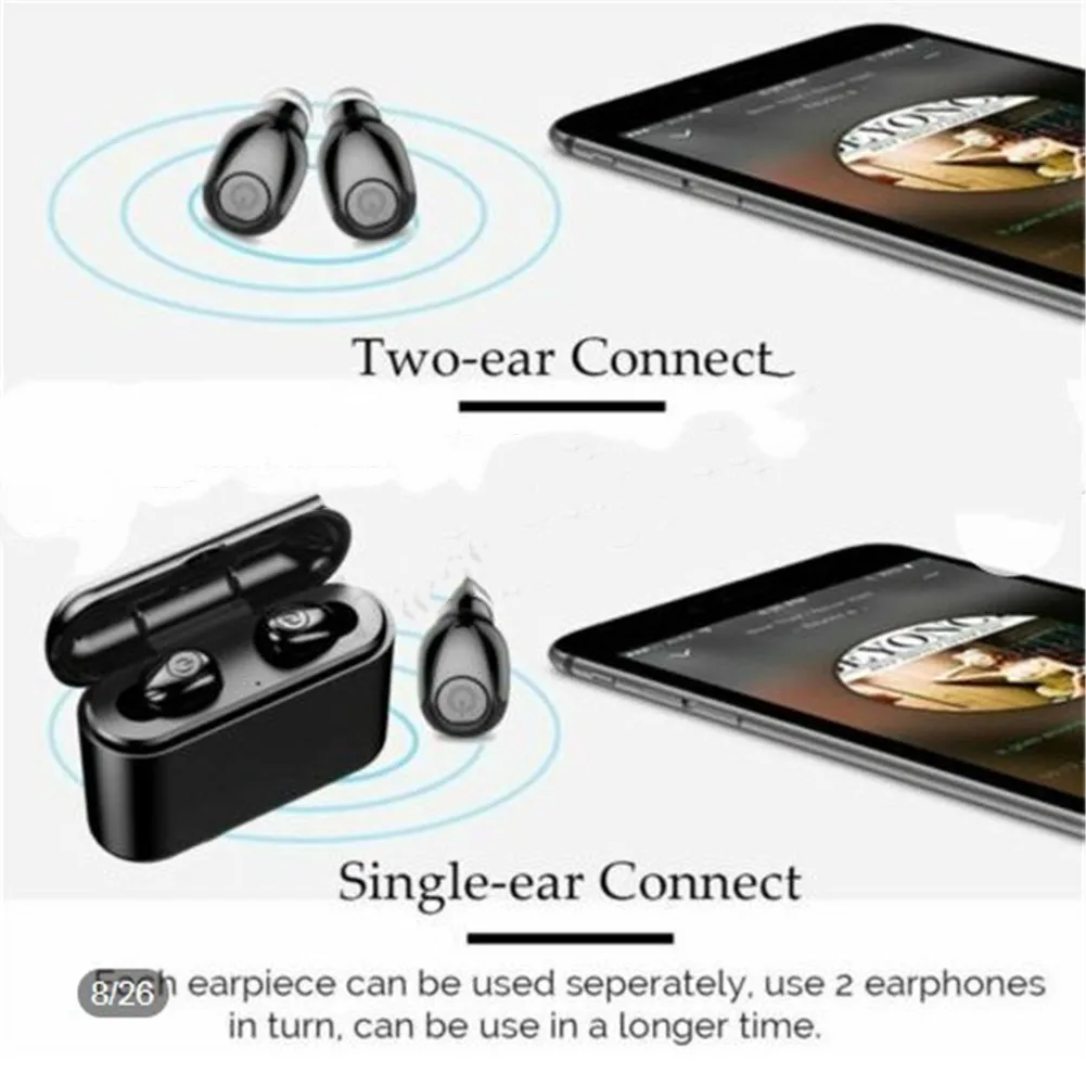 Tws-u8 Bluetooth 5,0 бинауральные беспроводные наушники акриловая стерео Спортивная гарнитура IPX7 пожизненная Водонепроницаемая гарнитура Мобильная мощность