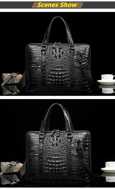 Крокодиловый узор коровья кожа мужская сумка высокого класса деловой портфель мужская сумка через плечо сумка для ноутбука мужская дорожная сумка