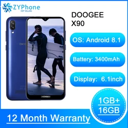 DOOGEE X90 смартфон с 6,1-дюймовым дисплеем, четырёхъядерным процессором, ОЗУ 16 ГБ, ПЗУ 3400 мАч, 8 Мп, 5 МП, WCDMA
